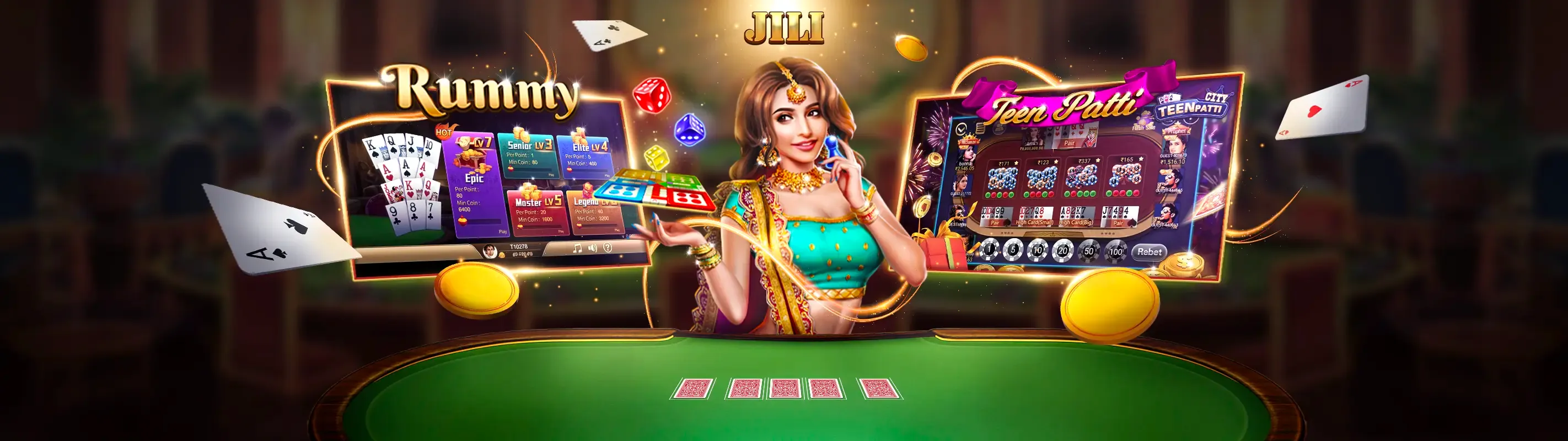 Hình ảnh nền slot game J188 với biểu tượng may mắn và màu xanh vàng chủ đạo
